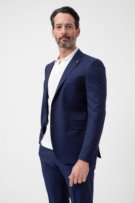 Costum slim 48 M de lux Libero Milano lana luxury Tollegno 1900 albast