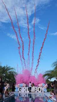 Stingator pudra roz albastra fumigene artificii confetti gender reveal