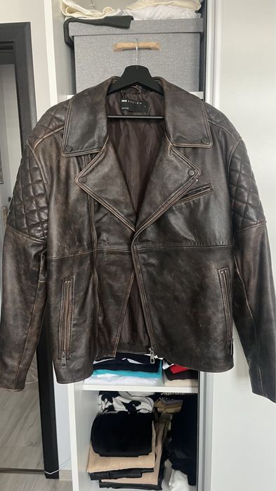 Geaca piele naturala marimea S biker moto
