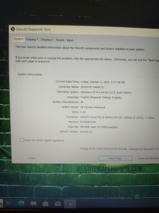 Vand laptop gaming HP, i5 gen 8, gtx 1050 4gb