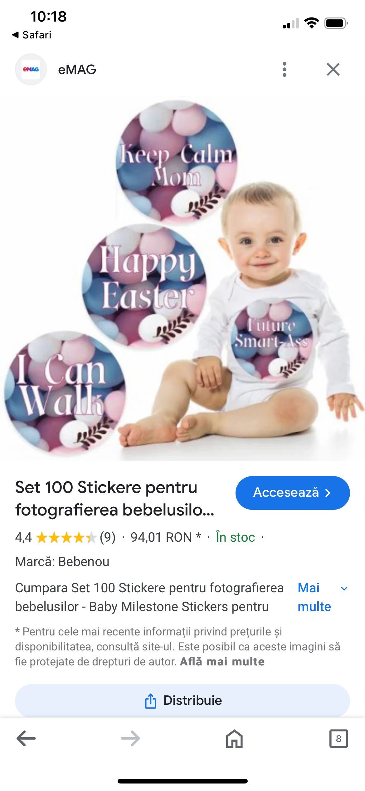 Set 100 Stickere pt fotografierea bebelușilor -Baby Milestone Stickers