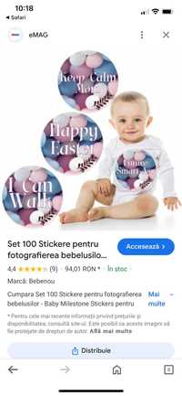 Set 100 Stickere pt fotografierea bebelușilor -Baby Milestone Stickers