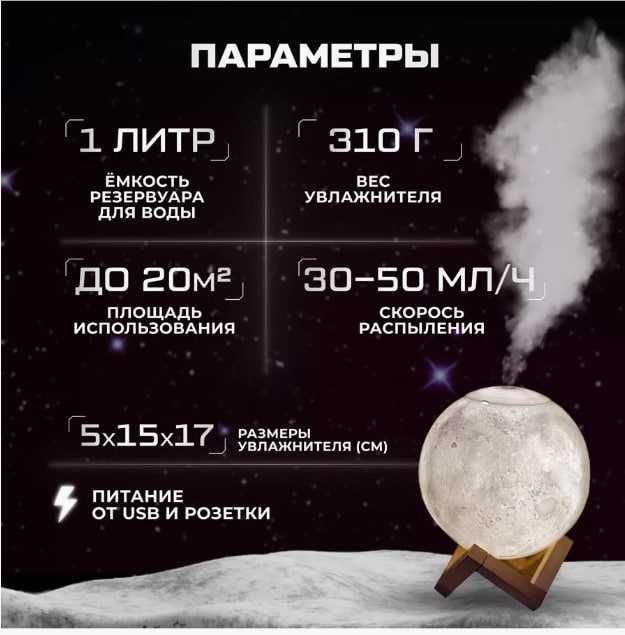 Идеальный подарок на новый год ночник увлажнитель воздуха "MOON"