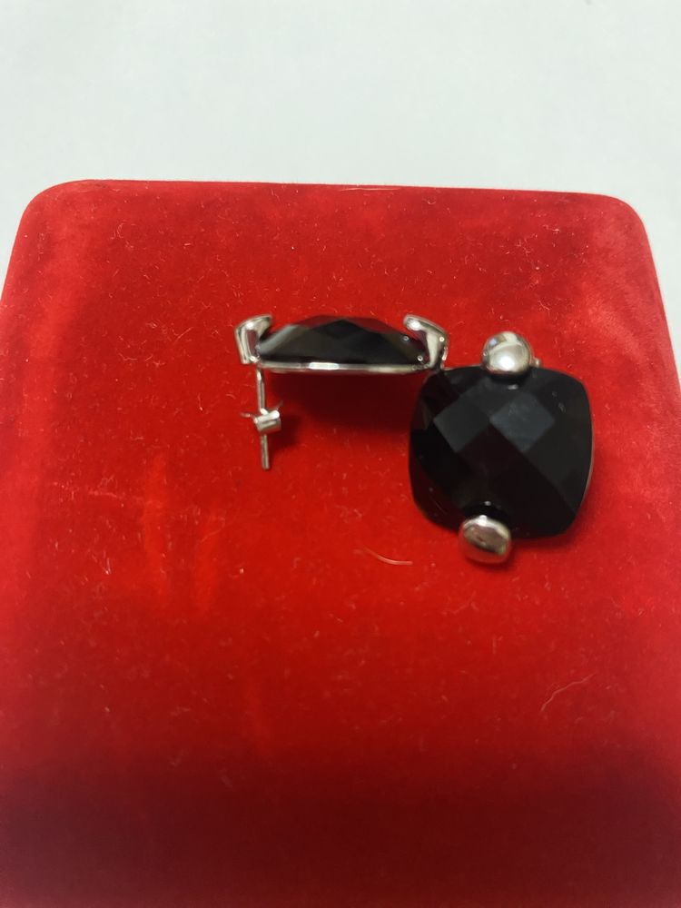 Cercei pătrați argint Sterling Silver cu onix fațetat 8 grame din 2007