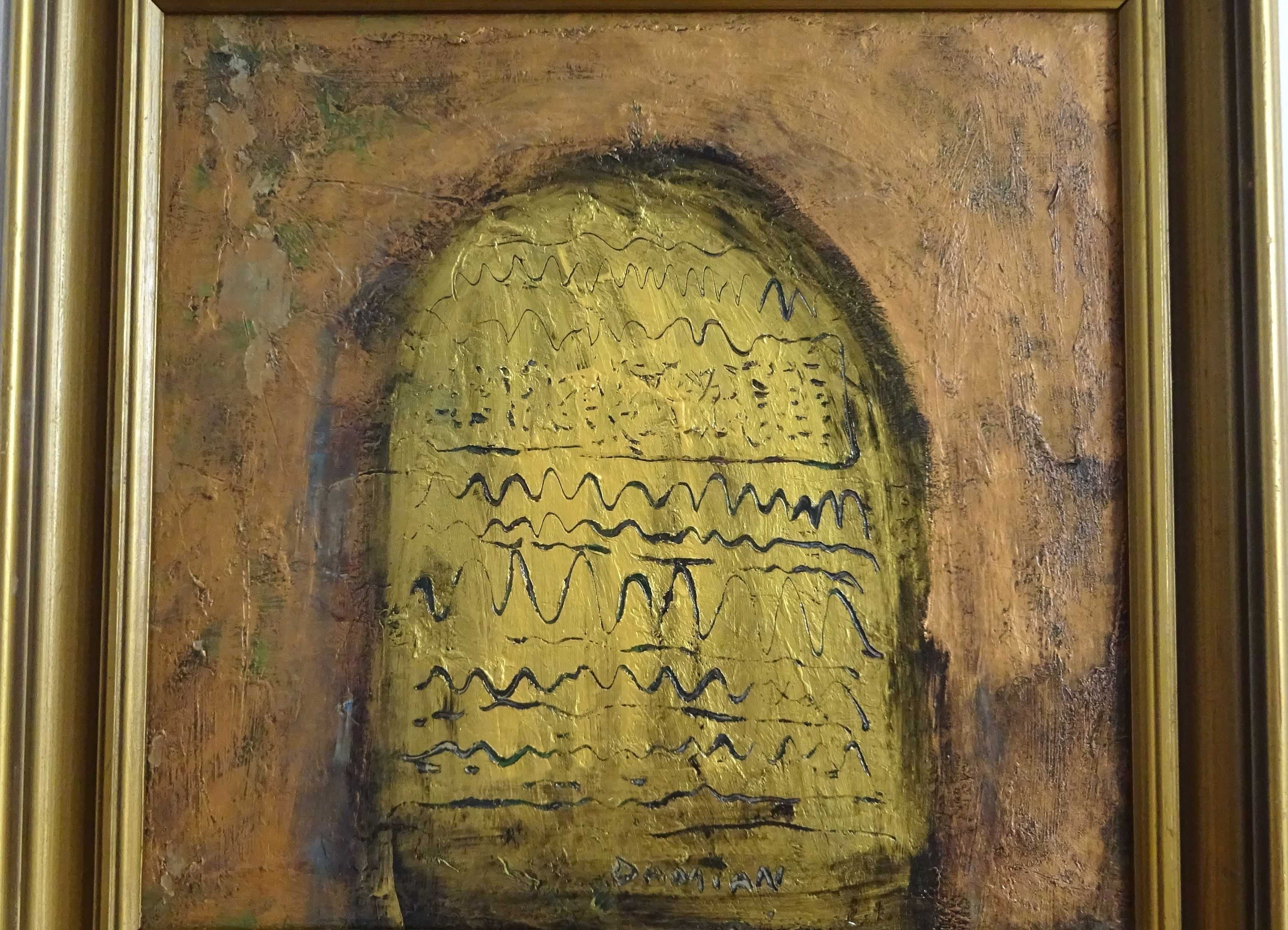 Tablou Horia Damian ‘Stela lui Mesha’, pictura veche pe panza - Rar