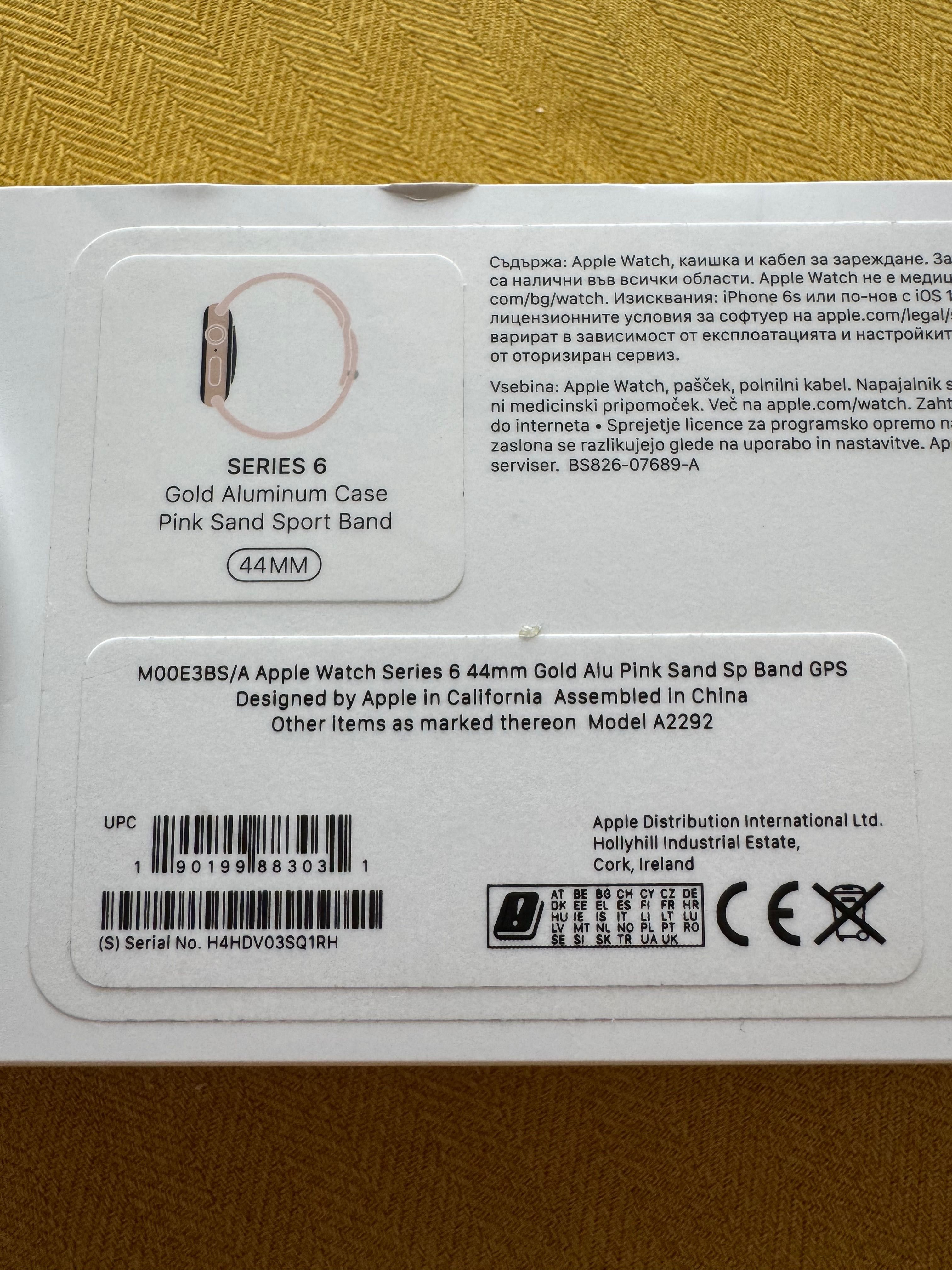 Apple iWatch 6th 44mm rose gold M00E3BS/A пълен комплект с документи