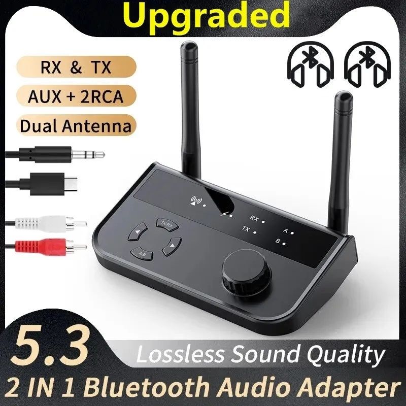 Audio adaptor 2 în 1, bluetooth v5.3 transmițător receiver performant