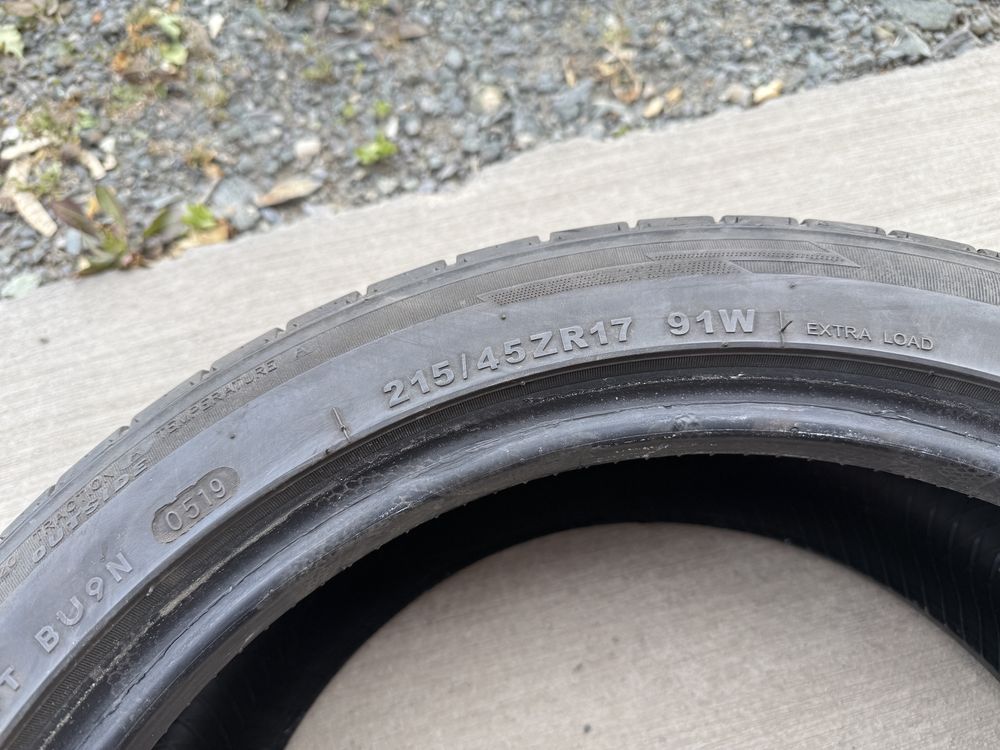 4бр. Отлични Летни Гуми С Борд 215/45ZR/17 -TOMKET- DOT:0519-7.2м+6.7м