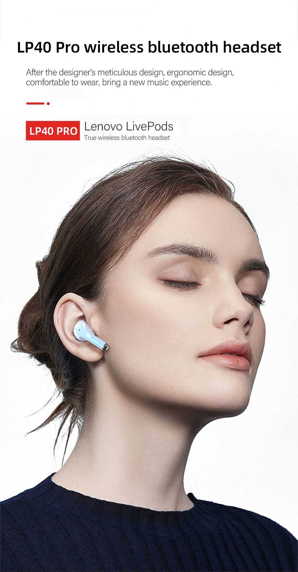 Bluetooth слушалки Lenovo LP40 Pro зелени