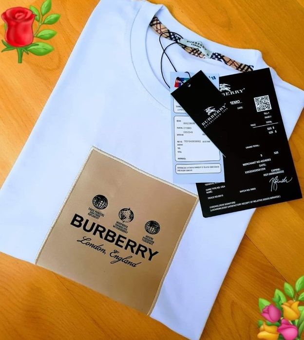 Tricouri bumbac alb imaculat (Burbbery (,super calitate import Italia