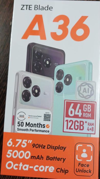 Продам смартфон ZTE Blade A36 новый
