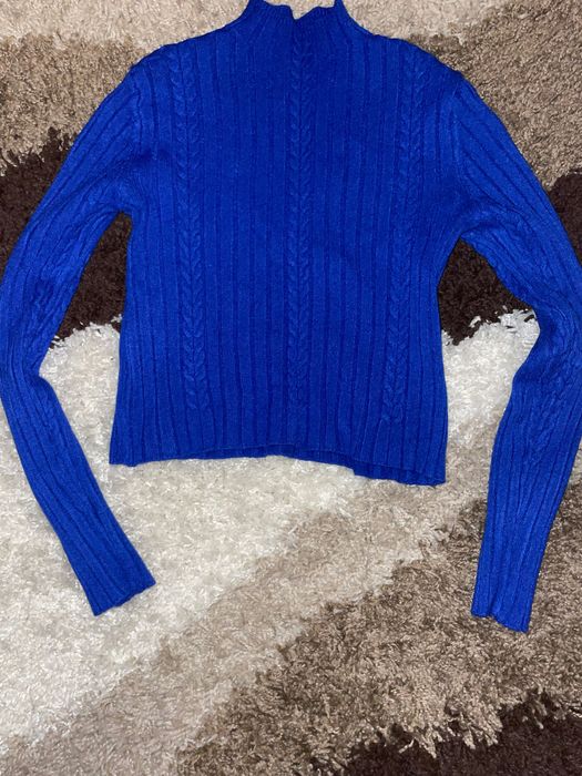 Дамска плетена блуза в синьо