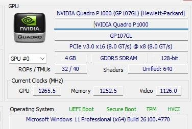 Quadro P1000 4GB DDR5 128bit