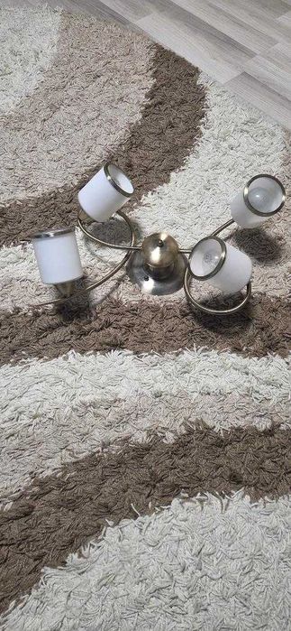 Vand candelabru 4 brate, metal si sticla