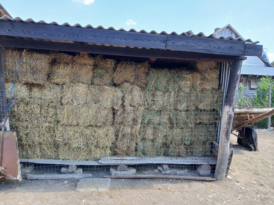 Vând cărucior pentru copii și baloți de fân și o claie