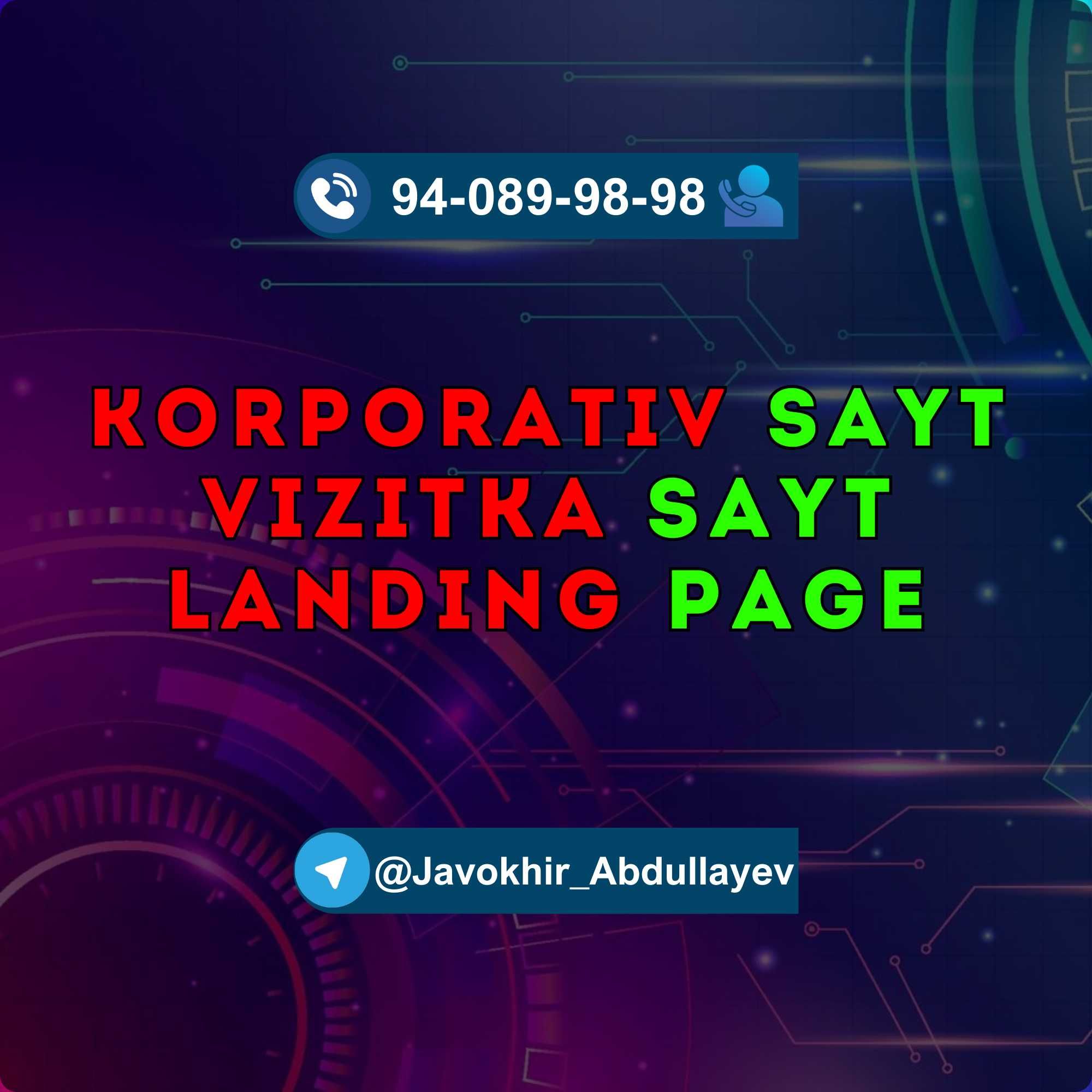 Korporativ Sayt, Vizitka, Landing Page Yaratish | Prof. Dasturchi