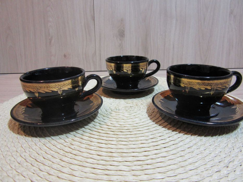 Сервиз за кафе от черна керамика
