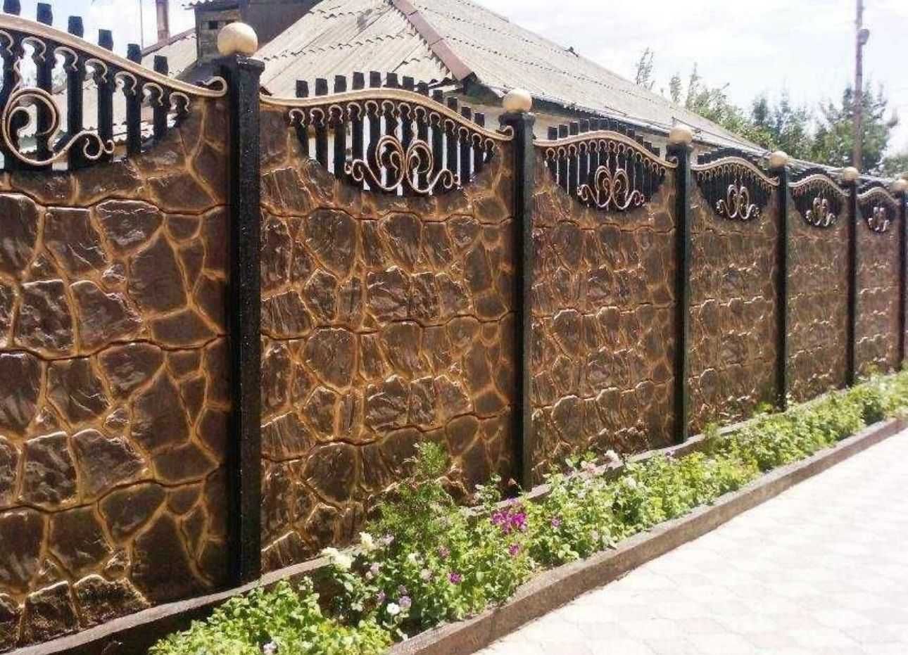 Еврозабор с установкой Коршау Заборы Шлокоблок Кирпич Еврозабор