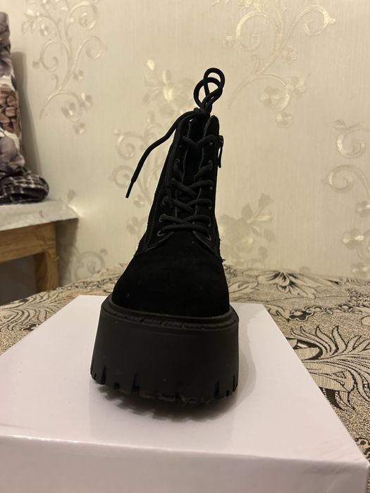 Зимние ботинки, черные, замша