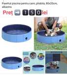 Piscina pentru căței/ copii mici, 80x30 cm, Sezlong pliabil cu baldach
