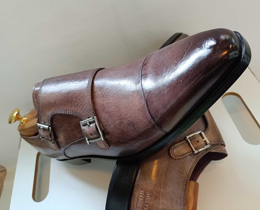 Pantofi monk 39 40 de lux lucrati manual Melvin & Hamilton NOI piele