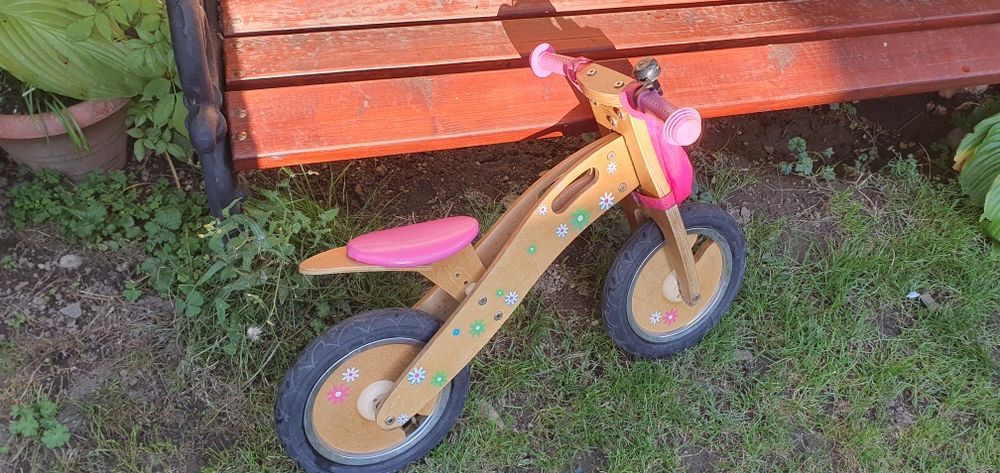 Bicicleta din lemn fara pedale pt copii, fete 2- 3 ani