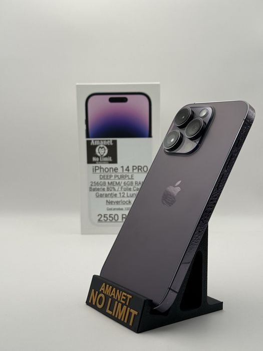 iPhone 14 Pro 256GB Deep Purple Ca Nou Garantie 1An, AMANET NO LIMIT.