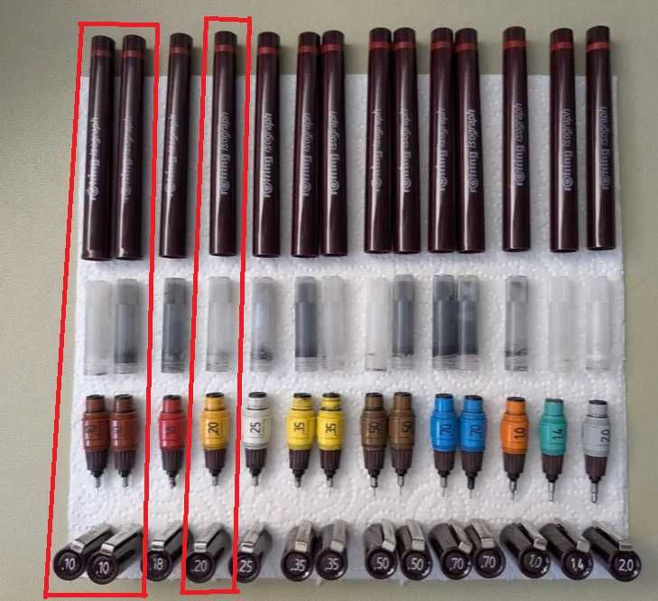 3x stilouri tehnice Rotring Isograph (0.10, 0.10, 0.20)
