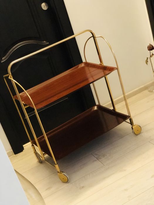 Mid Century Carucior/masa/ gheridon gold