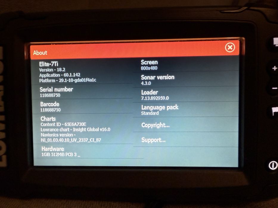 Sonar lowrance elite ti 7 gps