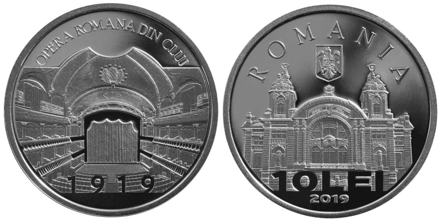 Moneda BNR 10 lei argint Opera Romana din Cluj gradata NGC PF 69
