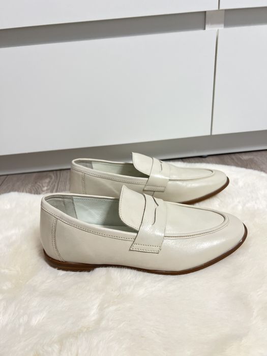 Mocasini din piele naturala Mercato di Fioro crem marime 37