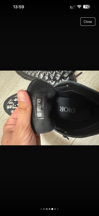 Dior B28 Black Beige Oblique High Top Trainer - 43