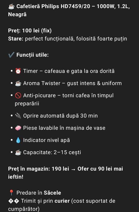 Cafetiera Philips 1000w

HD7459/20, 1000 W, 1.2 I,

Negru