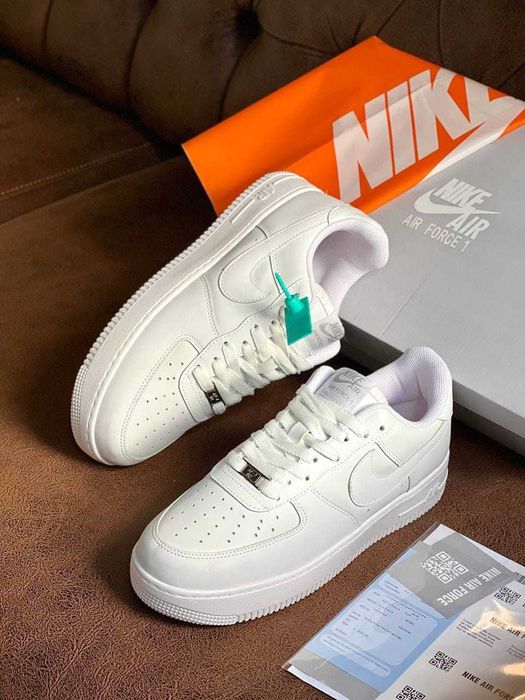 Nike AIR Force 1 White - Adidasi Unisex - Verificare colet