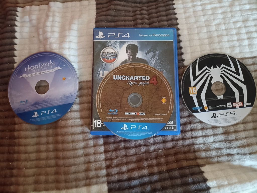 Uncharted 4 horizon spider man2 диски
