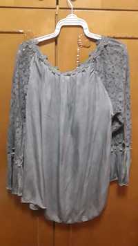 Bluza gri material combinat cu dantela /XL