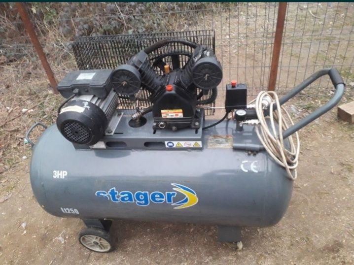 Compresor aer stager cu butelie 250L, 8bar, 324L/min, monofazat 220V