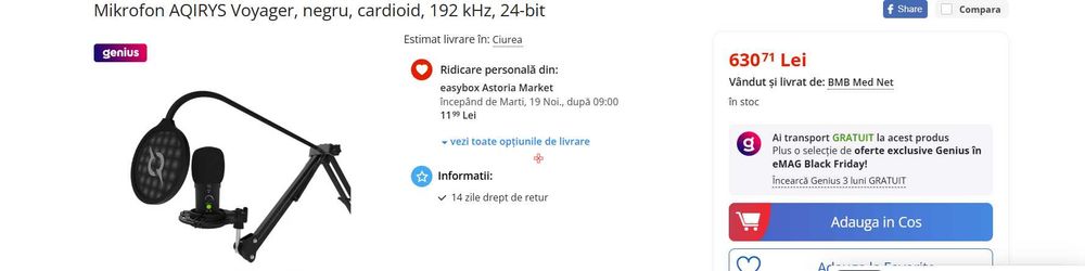 Microfon Aqirys Voiager + Accesori Microfon