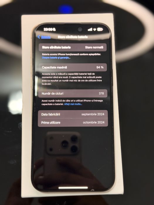 Iphone/16 Pro Max/Black/256 gb/94% viata bateriei/10/10