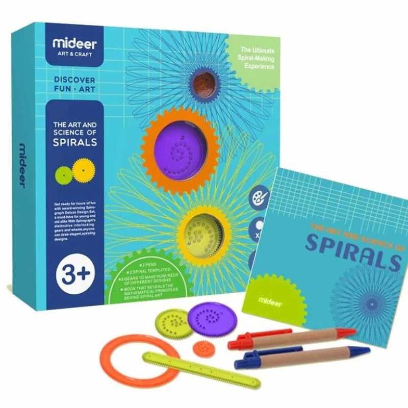 Set creatie copii, Spirograf, sabloane desen, 5 spirale si 2 creioane