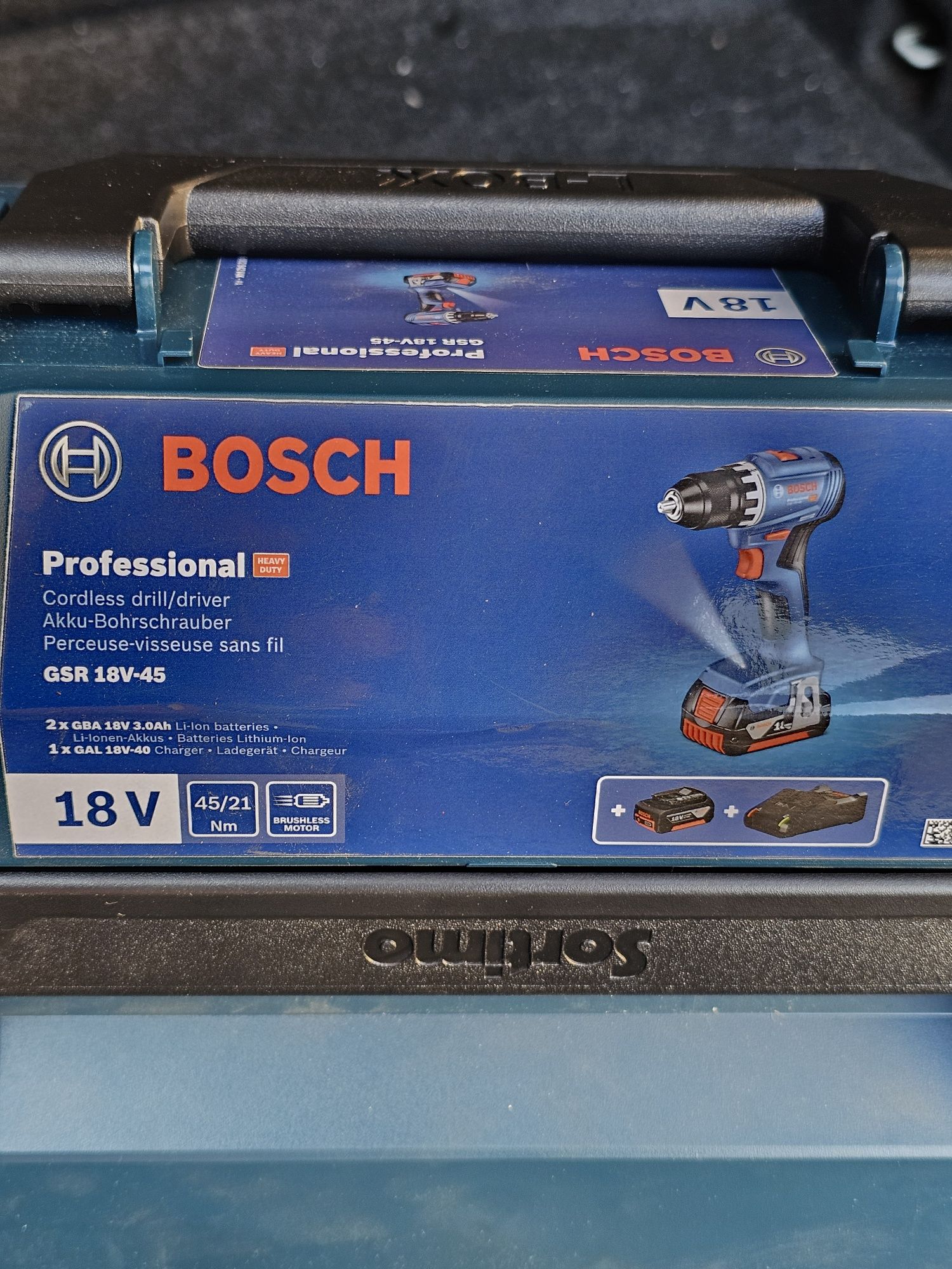 Masina de gaurit, Bosch, GSR 18V-45, Cu acumulator/burghiu, Albastru