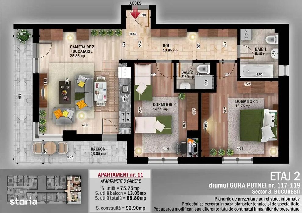 Apartament 3 camere Theodor Pallady Metrou Nicolae Teclu Finalizat