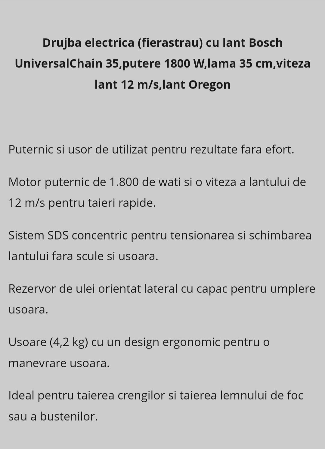 Drujba,motofierastrau pe benzina / Drujba electrica Bosch