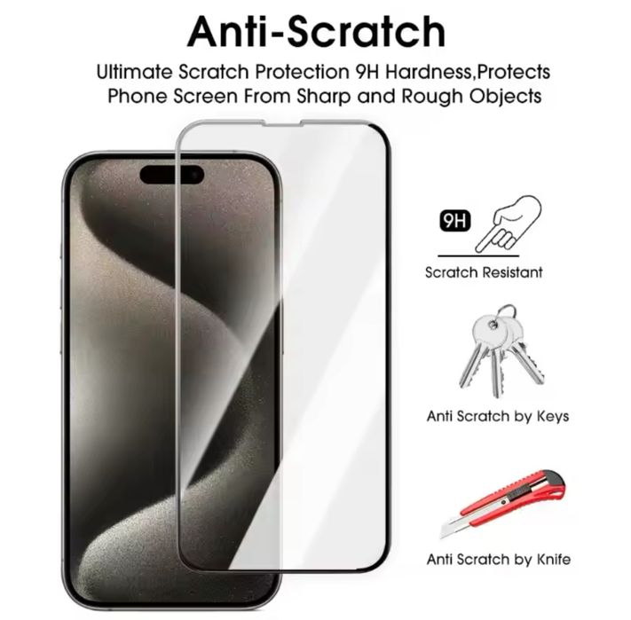 Folie sticla 20D FULL GLUE pt iPhone 16 , 16 Pro , 16 Plus, 16 Pro Max