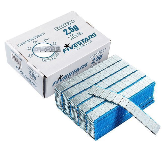 Кутия със самозалепващи се противотежести 2.5 гр. - 100 ленти - 12 бр.