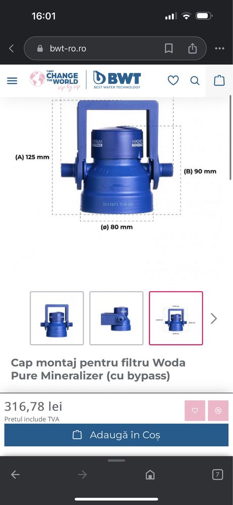 Cap de filtru bwt ideal pt espressoare cafea , convectomate, etc