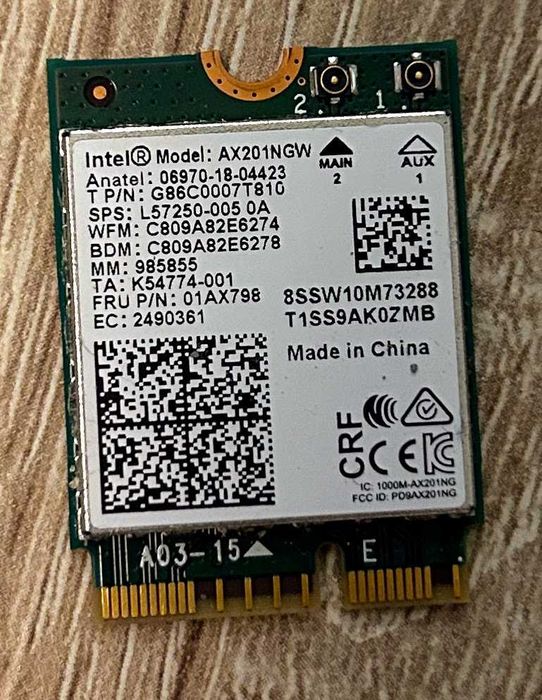 Placă Rețea Intel Wi-Fi 6 AX201 (AX201NGW) + Bt 5.1 - M.2 CNVio2