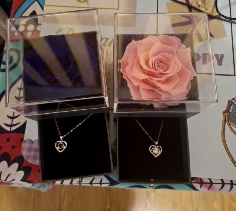 Lănțișor + pantaniv argint 925 + cutie depozitare + trandafir