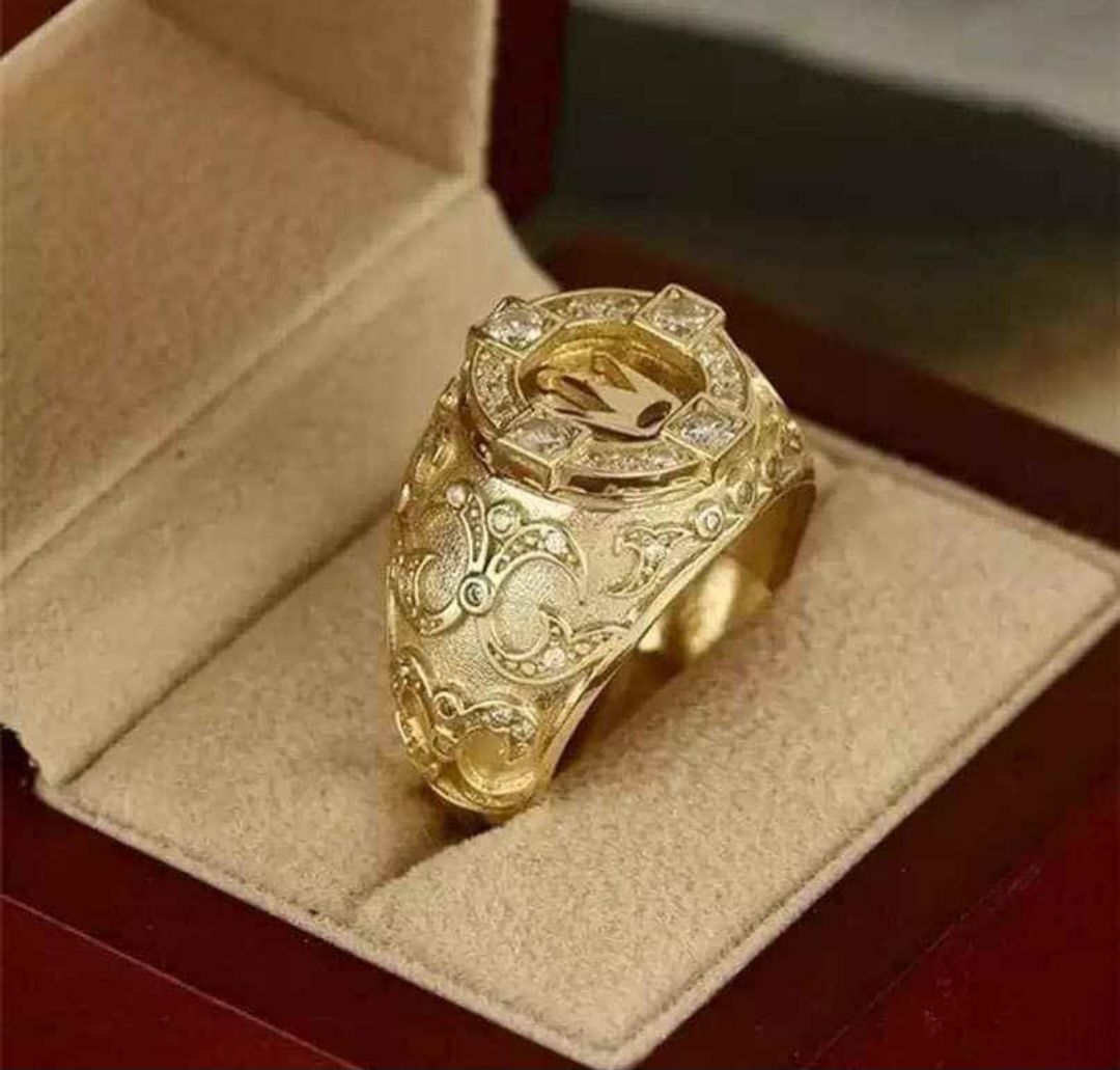 24K Луксозен Мъжки Пръстен КОРОНА Лимитирана Серия 24К Златно Покритие